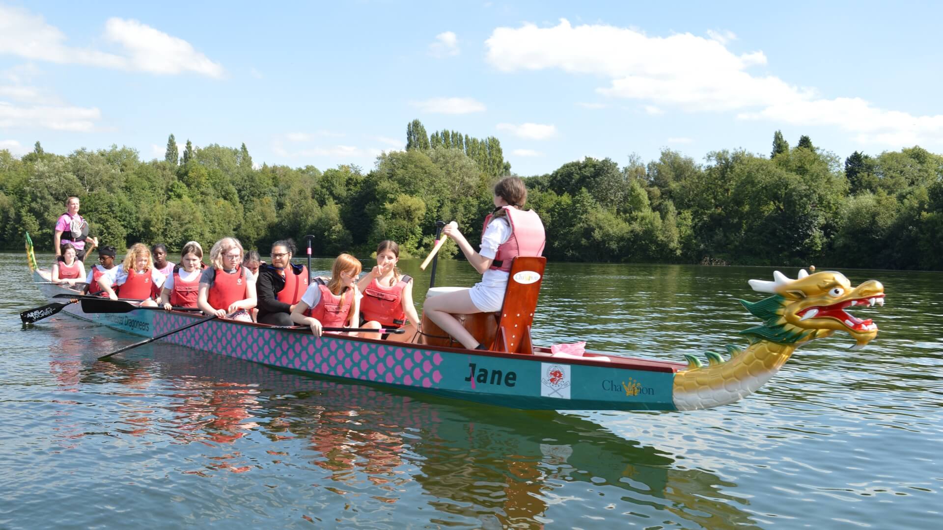 Rowers competing in Dragon Boat Racing