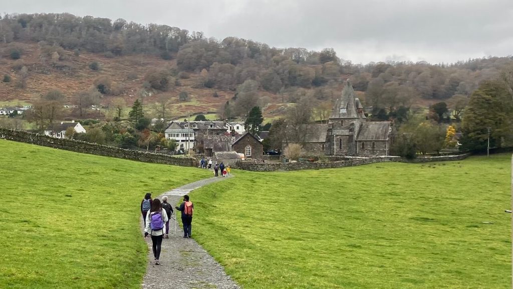 Hikers on a trail in Ghyll Head